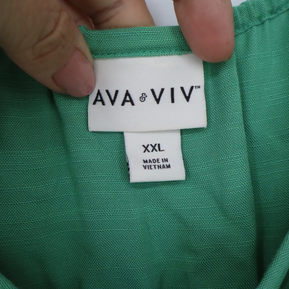 Ava & Viv Green Rayon Flutter Sleeve Maxi Dress XXL Sweetheart Neckline Boho - Picture 2 of 5